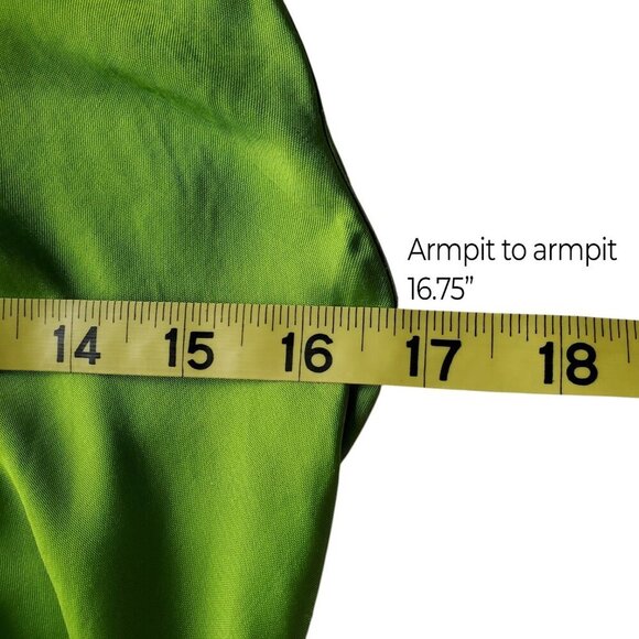 Zara Blogger Favorite Long Neon Green Super Sexy Slinky Satin Slip Maxi Dress M - Picture 12 of 16